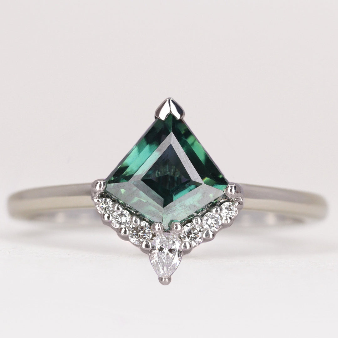 Celeste - Kite Cut Montana Sapphire Half Halo Engagement Ring Engagement Rings - Price On Application