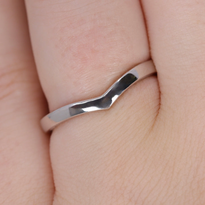 Clara - Polished Wishbone Shaped Wedding Ring - Made-to-Order Wedding Rings - Made-to-Order
