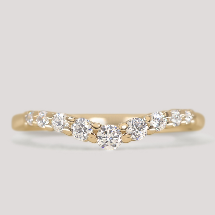 Bridal Set - Caitlin & Cleo - Round Lab Grown Diamond Five Stone Engagement Ring and Graduating Shaped Wedding Ring Bridal Sets