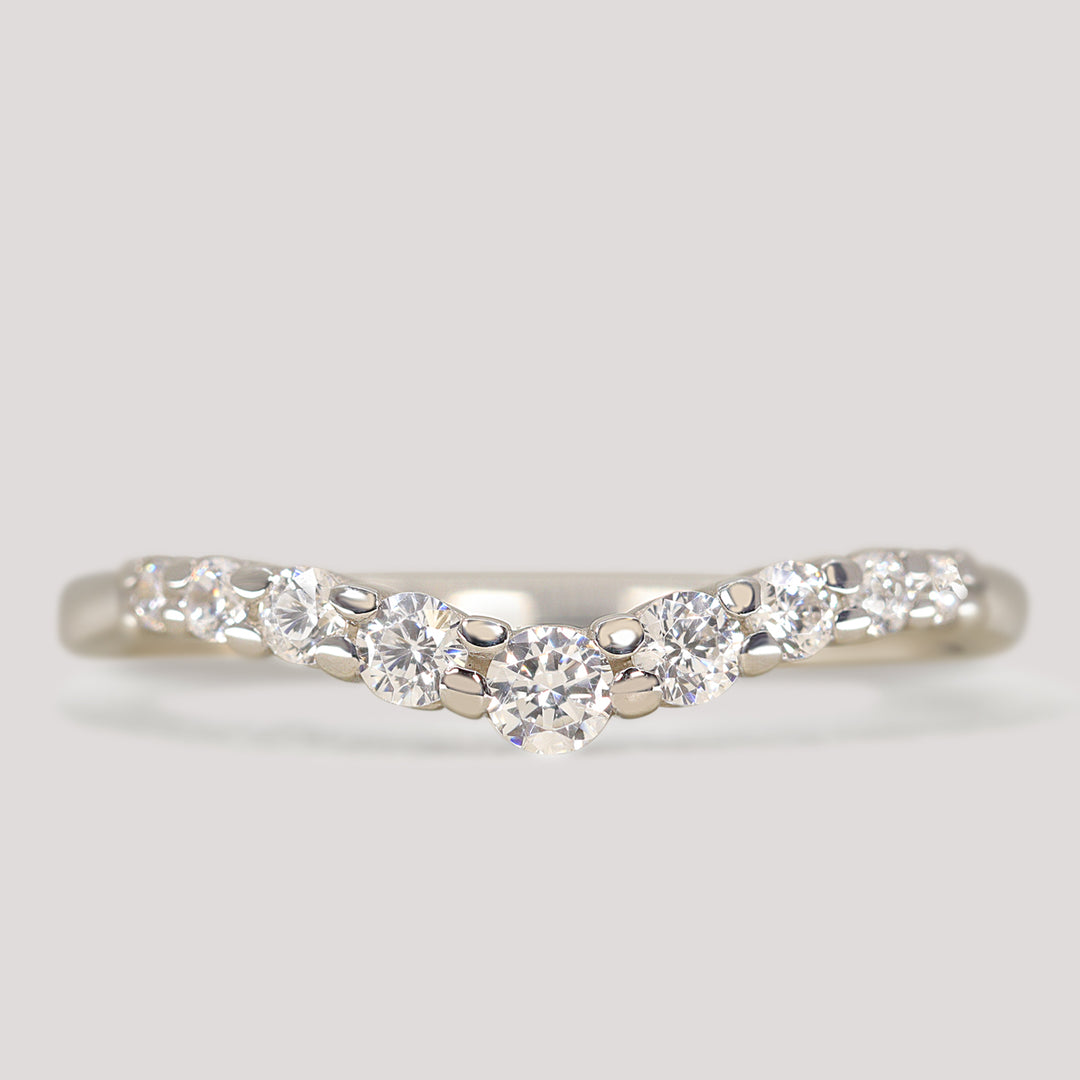 Bridal Set - Caitlin & Cleo - Round Lab Grown Diamond Five Stone Engagement Ring and Graduating Shaped Wedding Ring Bridal Sets