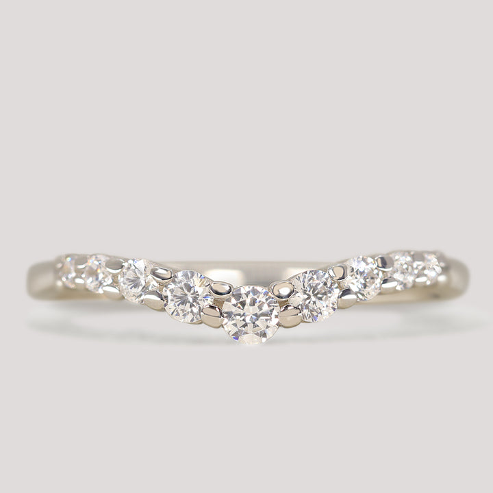 Bridal Set - Caitlin & Cleo - Round Lab Grown Diamond Five Stone Engagement Ring and Graduating Shaped Wedding Ring Bridal Sets