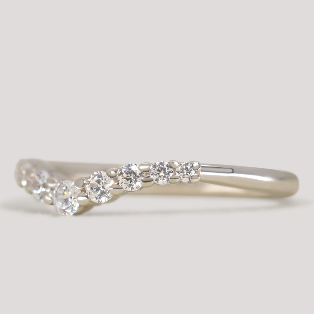 Bridal Set - Caitlin & Cleo - Round Lab Grown Diamond Five Stone Engagement Ring and Graduating Shaped Wedding Ring Bridal Sets