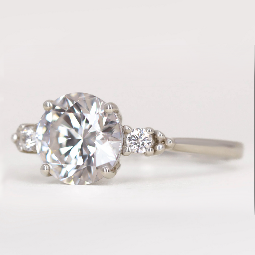Natalia - Round Brilliant Cut 2.00ct Lab Grown Diamond Trilogy Engagement Ring Engagement Rings - Made-to-Order