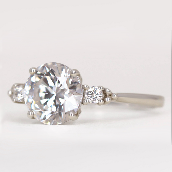 Natalia - Round Brilliant Cut 2.00ct Lab Grown Diamond Trilogy Engagement Ring Engagement Rings - Made-to-Order