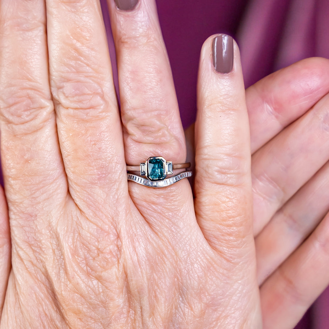 Thea - Channel Set Baguette Diamond Half Eternity Shaped Wedding Ring - Made-to-Order Wedding Rings - Made-to-Order