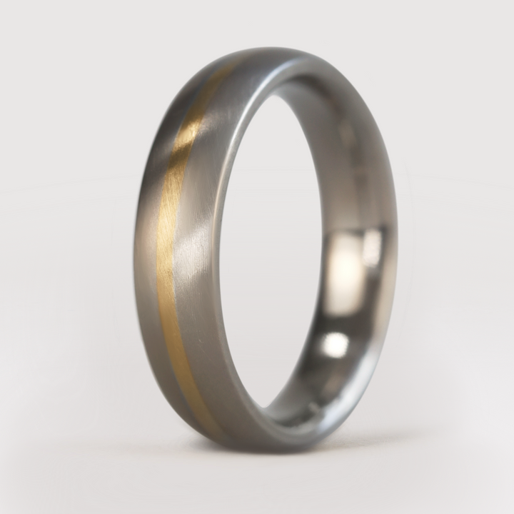 Rose Gold, Yellow Gold or Silver Inlay Titanium Wedding Ring - The Derwent - Made-to-Order | Flinn & Steel Flinn & Steel Wedding Rings