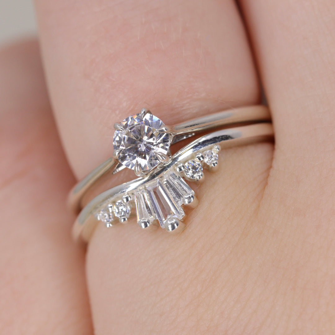 Diana - Tapered Baguette and Round Diamond Set Tiara Wedding Ring - Made-to-Order Wedding Rings - Made-to-Order