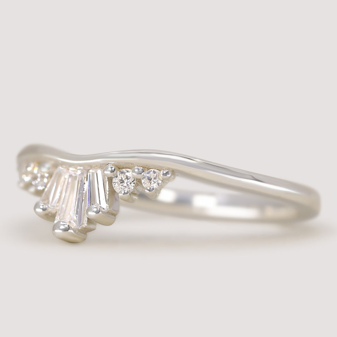 Diana - Tapered Baguette and Round Diamond Set Tiara Wedding Ring - Made-to-Order Wedding Rings - Made-to-Order