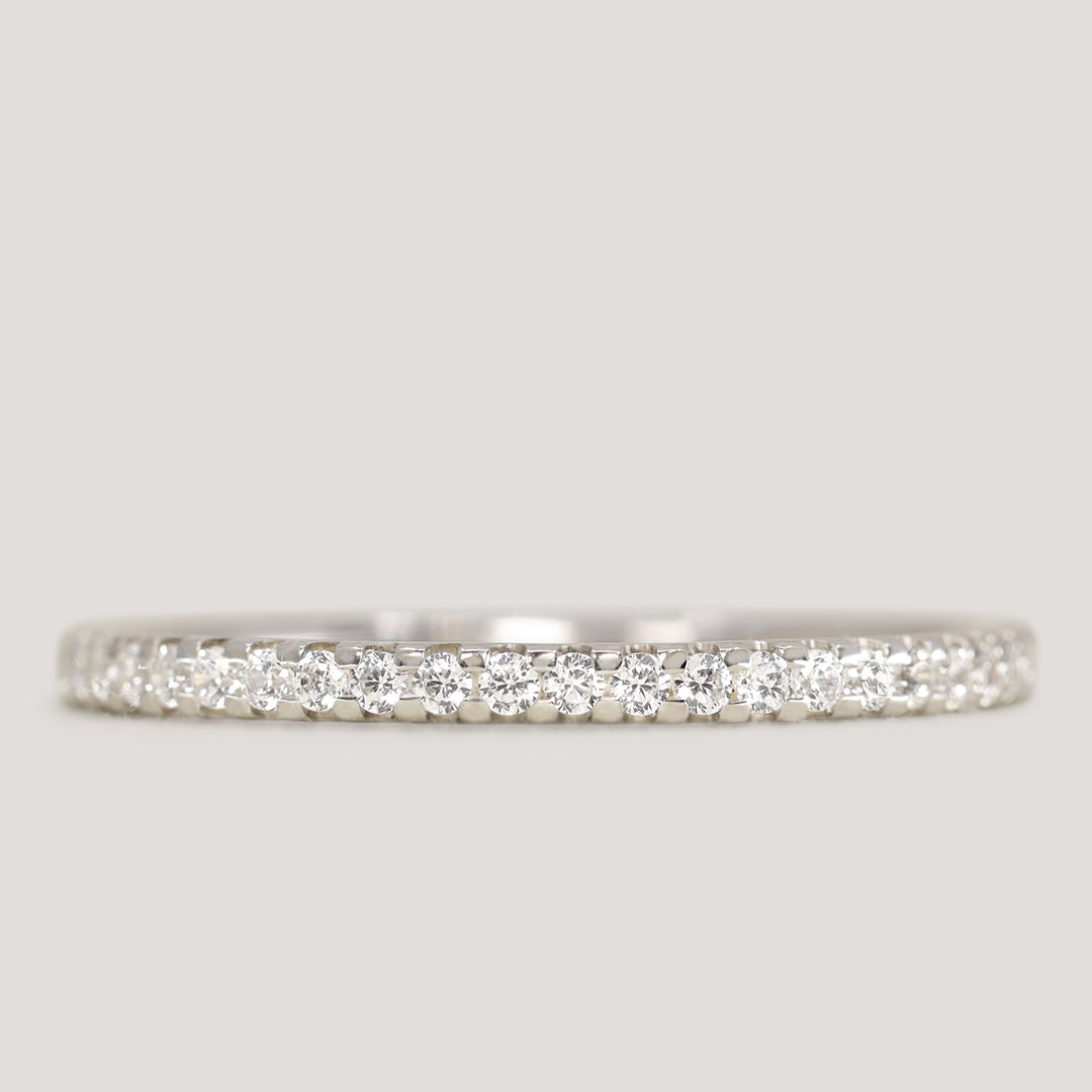 Ellis - Diamond Set Half Eternity Straight Wedding Ring - Made-to-Order Wedding Rings - Made-to-Order