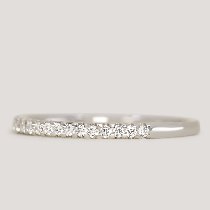 Ellis - Diamond Set Half Eternity Straight Wedding Ring - Made-to-Order Wedding Rings - Made-to-Order