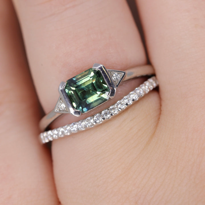 Ellis - Diamond Set Wave Shaped Wedding Ring - Made-to-Order Wedding Rings - Made-to-Order