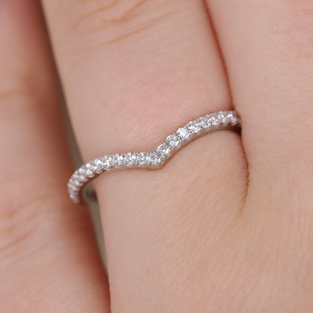 Bridal Set - Carmen & Ellis - Oval Lab Grown Diamond Solitaire Engagement Ring with Pavé Band and Diamond Wishbone Wedding Ring Bridal Sets