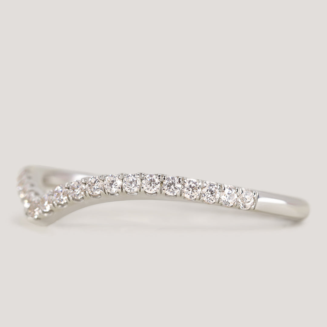 Bridal Set - Carmen & Ellis - Oval Lab Grown Diamond Solitaire Engagement Ring with Pavé Band and Diamond Wishbone Wedding Ring Bridal Sets