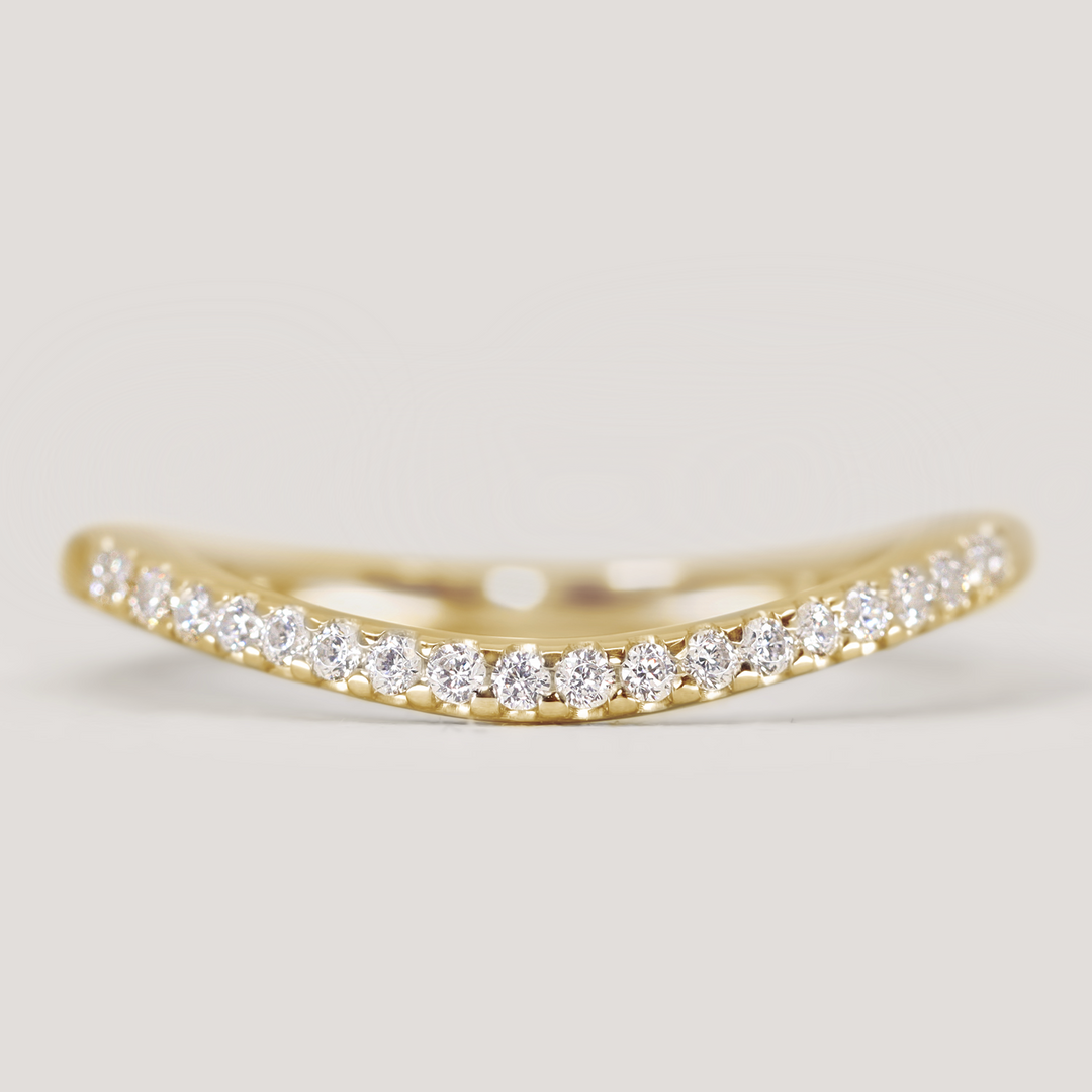 Ellis - Diamond Set Wave Shaped Wedding Ring - Made-to-Order Wedding Rings - Made-to-Order
