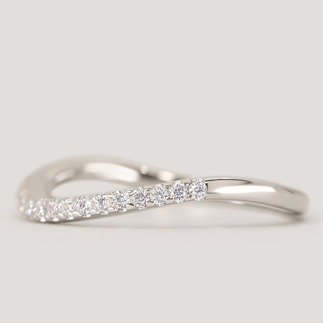Ellis - Diamond Set Wave Shaped Wedding Ring - Made-to-Order Wedding Rings - Made-to-Order