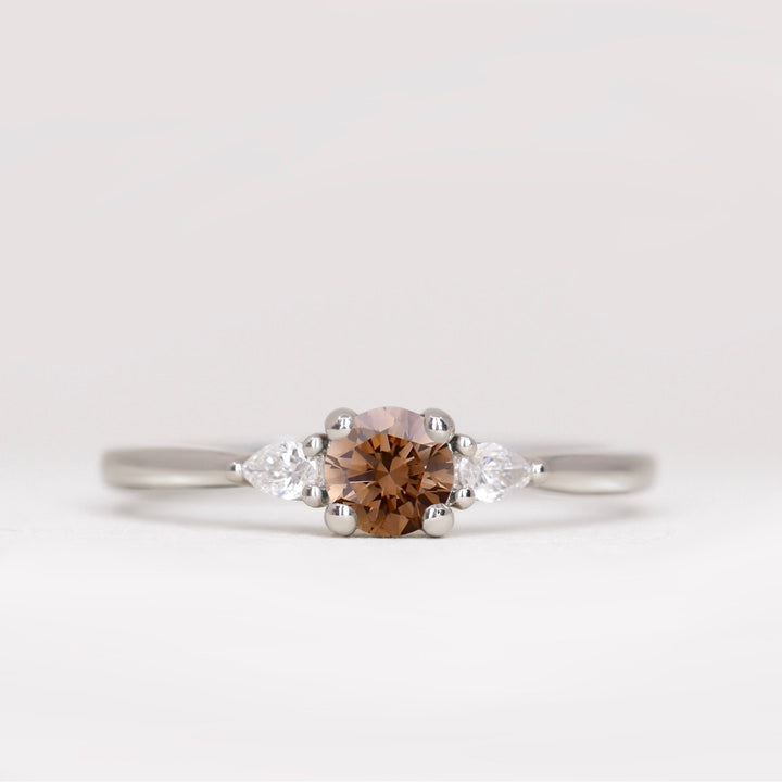 Elspeth - Round Brilliant Cut Coloured Lab Grown Diamond Trilogy Engagement Ring Engagement Rings - Price On Application