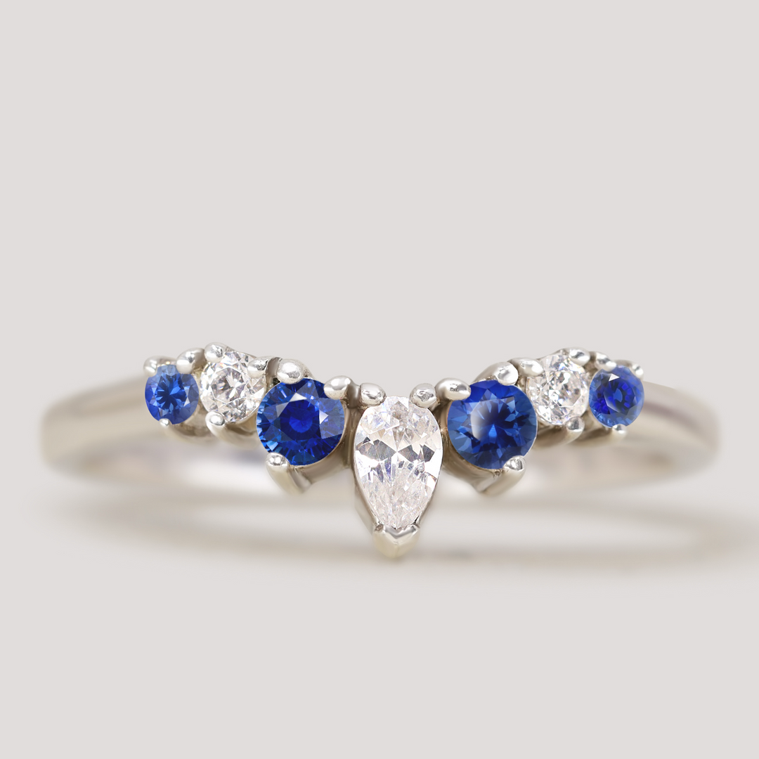 Emma - Diamond and Coloured Gemstone Tiara Wedding Ring - Made-to-Order Wedding Rings - Made-to-Order