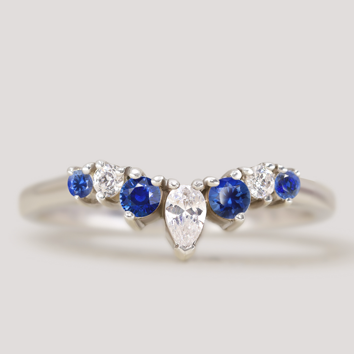 Emma - Diamond and Coloured Gemstone Tiara Wedding Ring - Made-to-Order Wedding Rings - Made-to-Order