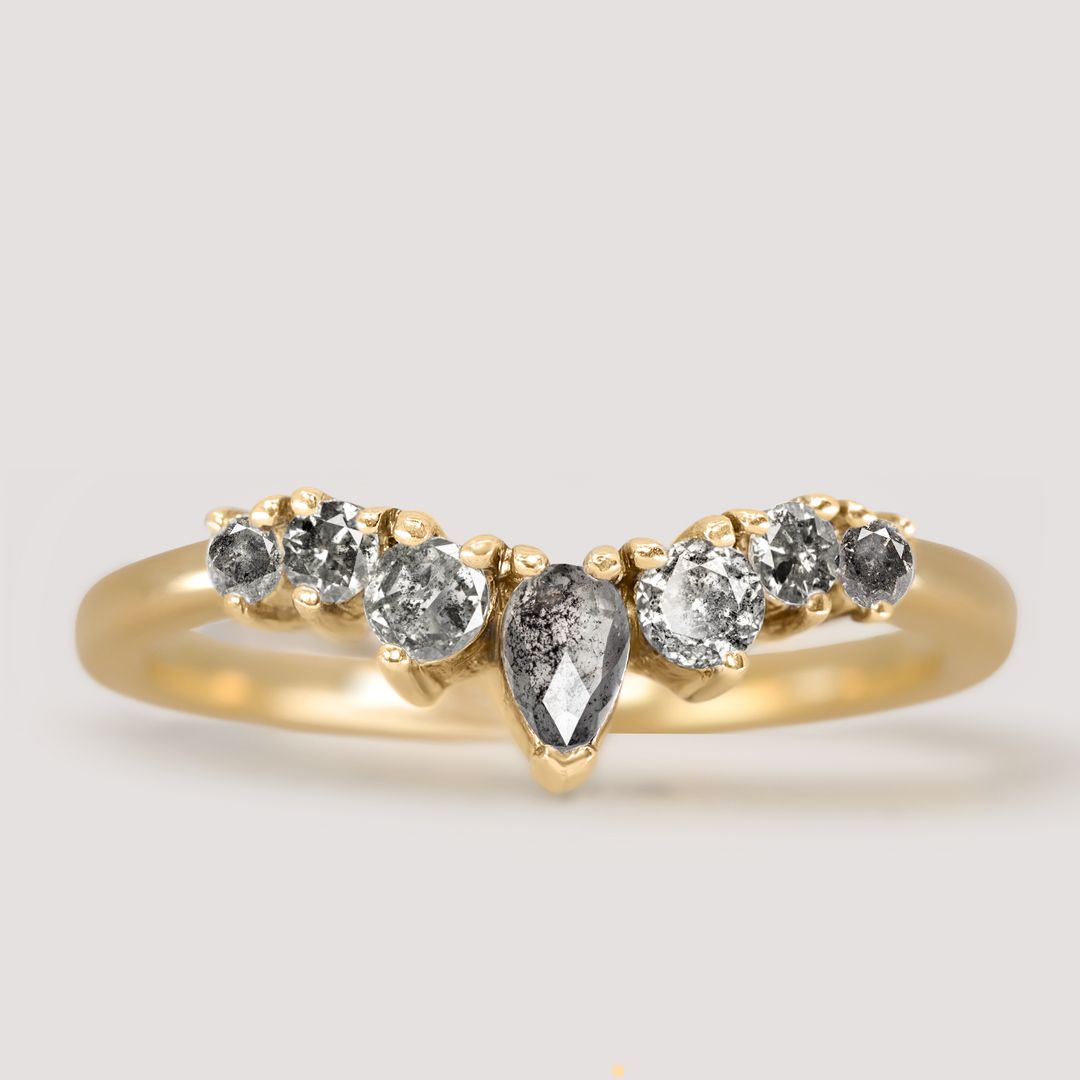 Emma - Salt and Pepper Diamond Tiara Wedding Ring - Made-To-Order Wedding Rings - Made-to-Order