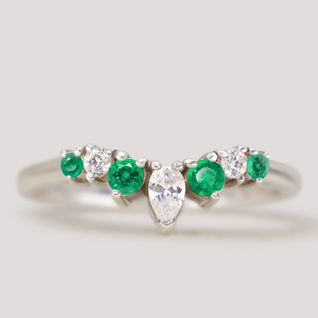 Emma - Diamond and Coloured Gemstone Tiara Wedding Ring - Made-to-Order Wedding Rings - Made-to-Order