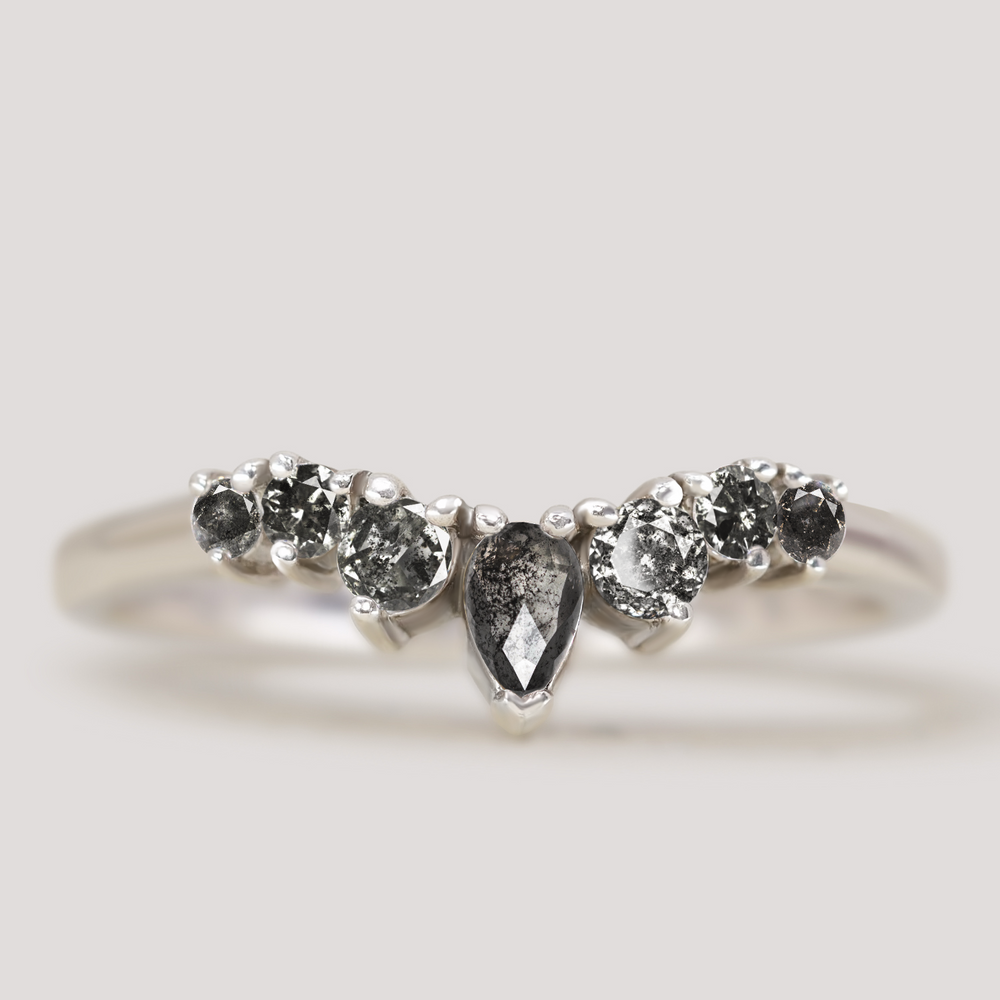 Emma - Salt and Pepper Diamond Tiara Wedding Ring - Made-To-Order Wedding Rings - Made-to-Order