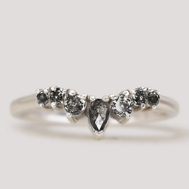 Emma - Salt and Pepper Diamond Tiara Wedding Ring - Made-To-Order Wedding Rings - Made-to-Order