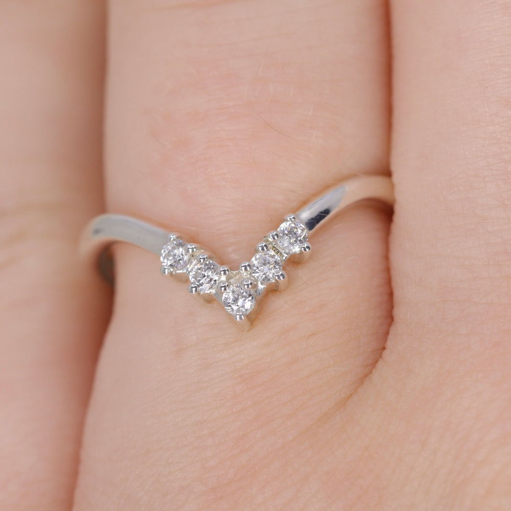 Enid - Diamond Set Wishbone Wedding Ring - Made-to-Order Wedding Rings - Made-to-Order