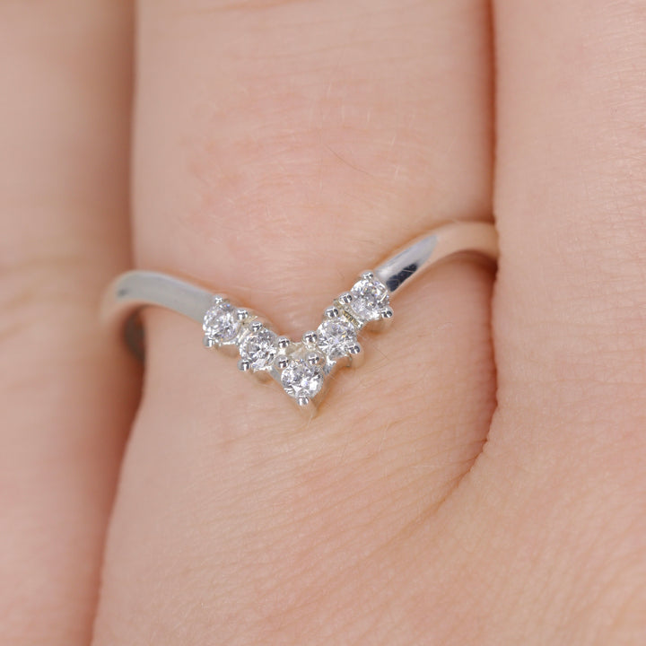 Enid - Diamond Set Wishbone Wedding Ring - Made-to-Order Wedding Rings - Made-to-Order