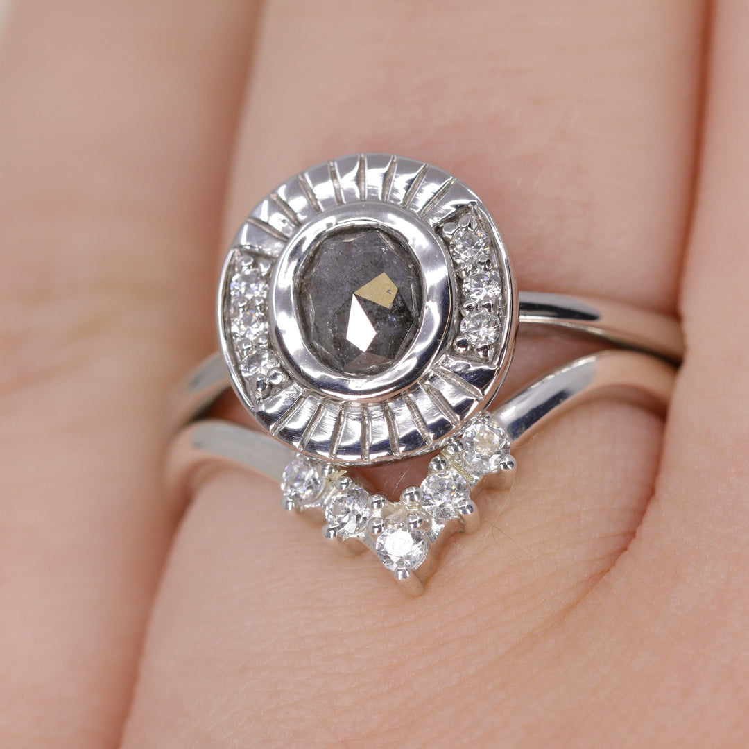 Enid - Diamond Set Wishbone Wedding Ring - Made-to-Order Wedding Rings - Made-to-Order