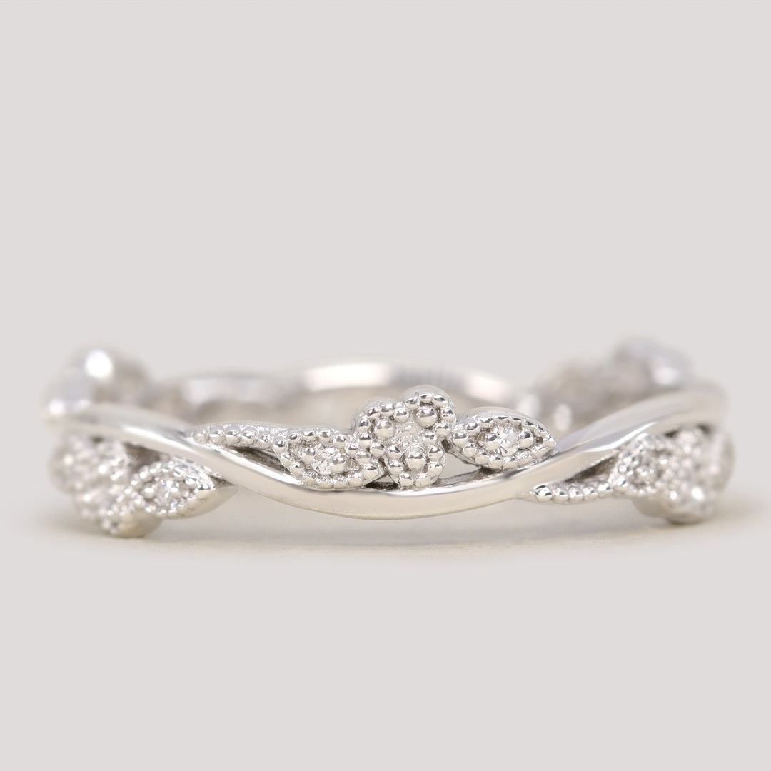 Evie - Floral Lab Grown Diamond Set Vine Half or Full Eternity Wedding Ring - Made-To-Order Wedding Rings - Made-to-Order