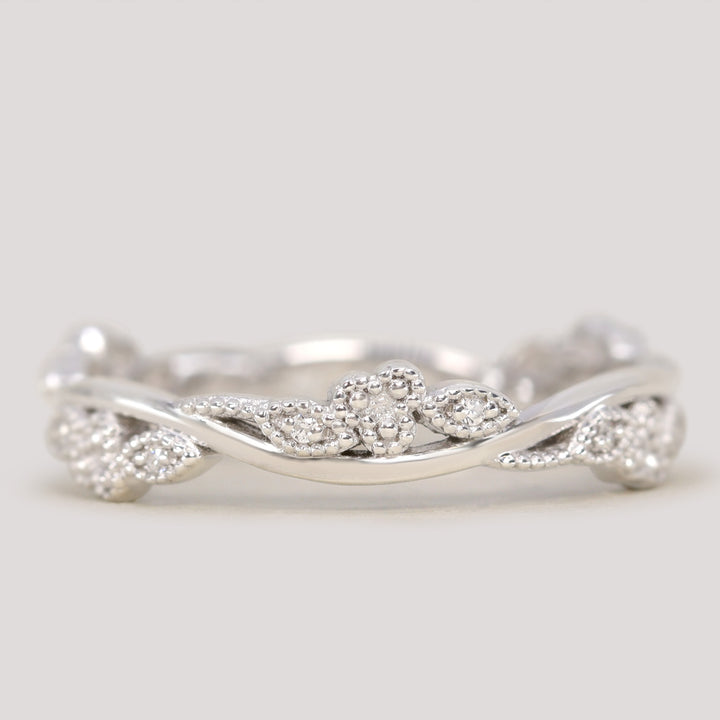 Evie - Floral Lab Grown Diamond Set Vine Half or Full Eternity Wedding Ring - Made-To-Order Wedding Rings - Made-to-Order