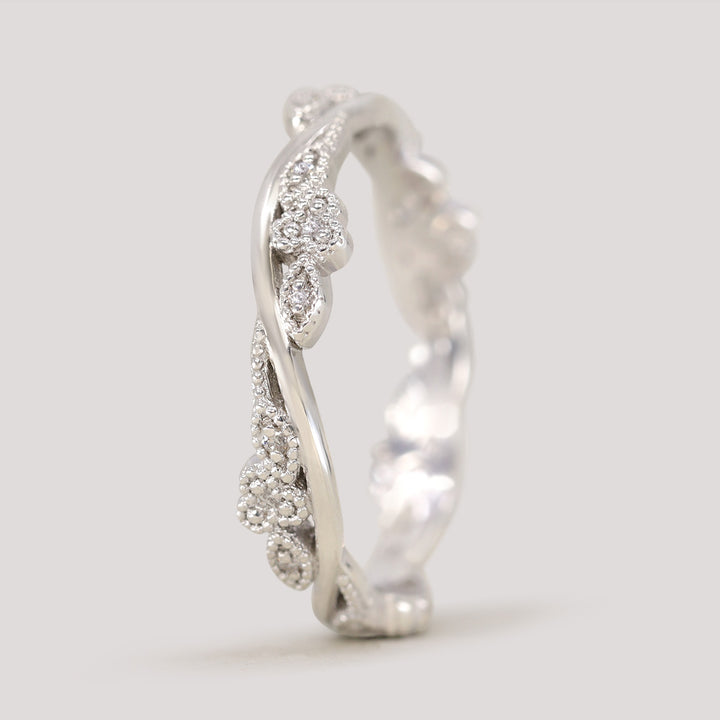 Evie - Floral Lab Grown Diamond Set Vine Half or Full Eternity Wedding Ring - Made-To-Order Wedding Rings - Made-to-Order