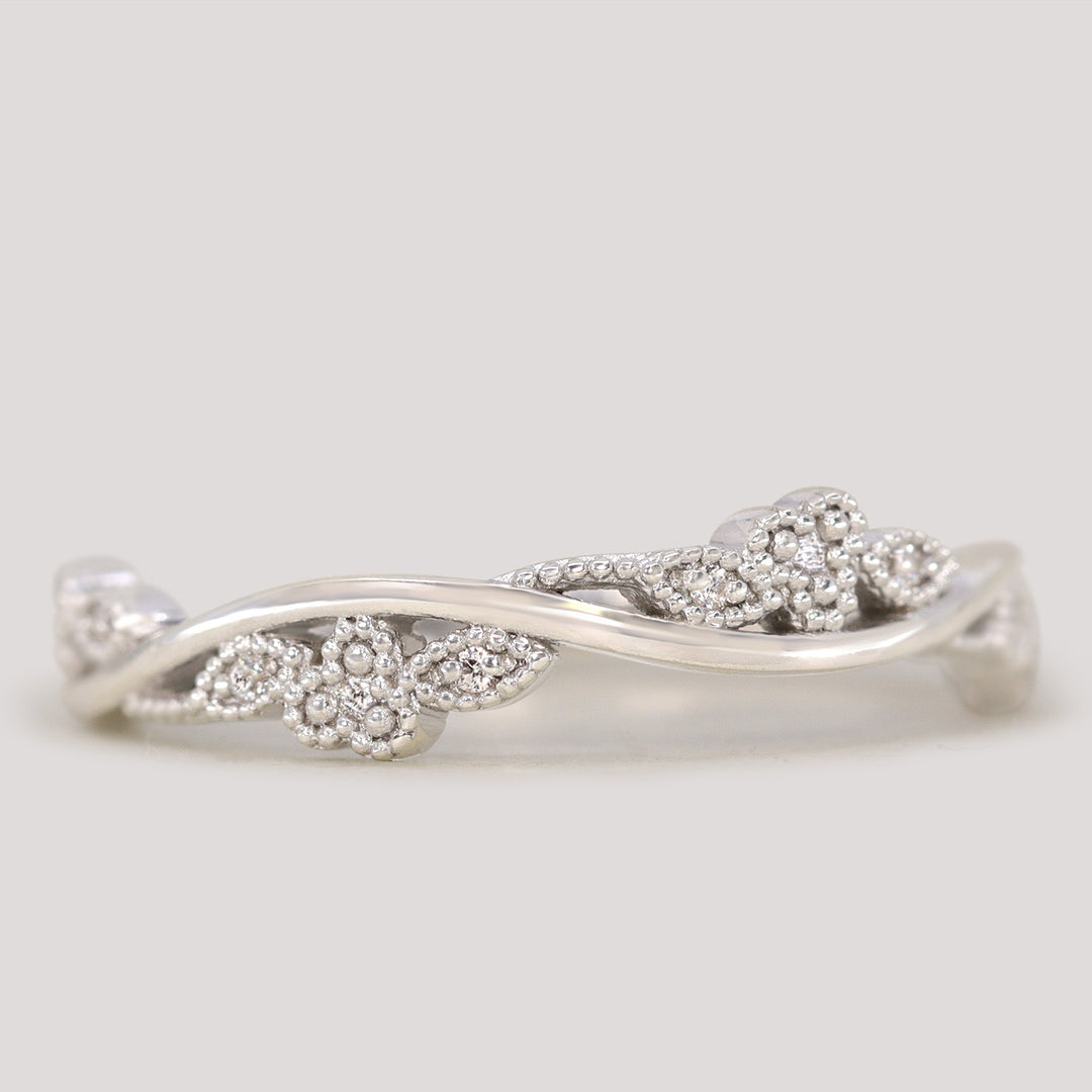 Evie - Floral Lab Grown Diamond Set Vine Half or Full Eternity Wedding Ring - Made-To-Order Wedding Rings - Made-to-Order