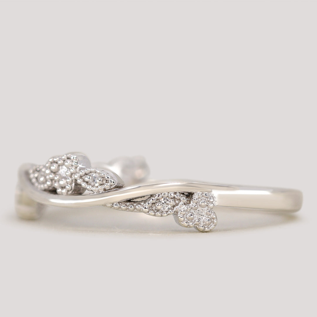 Evie - Floral Lab Grown Diamond Set Vine Half or Full Eternity Wedding Ring - Made-To-Order Wedding Rings - Made-to-Order