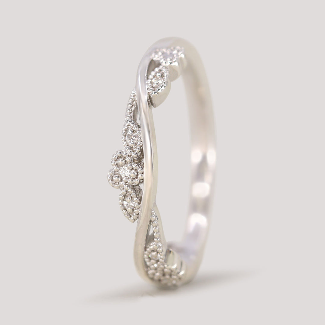 Evie - Floral Lab Grown Diamond Set Vine Half or Full Eternity Wedding Ring - Made-To-Order Wedding Rings - Made-to-Order
