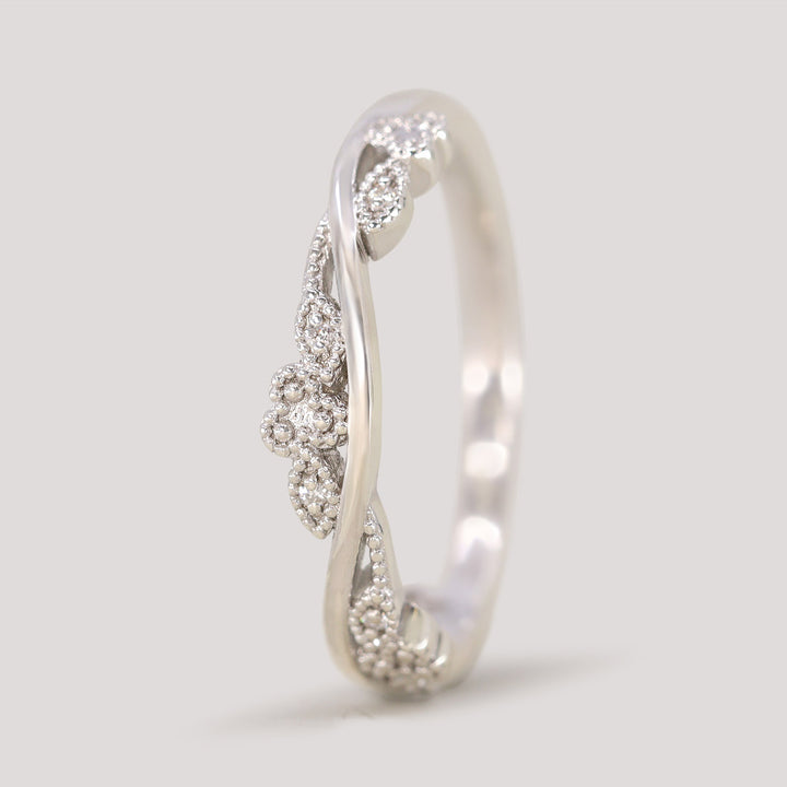 Evie - Floral Lab Grown Diamond Set Vine Half or Full Eternity Wedding Ring - Made-To-Order Wedding Rings - Made-to-Order