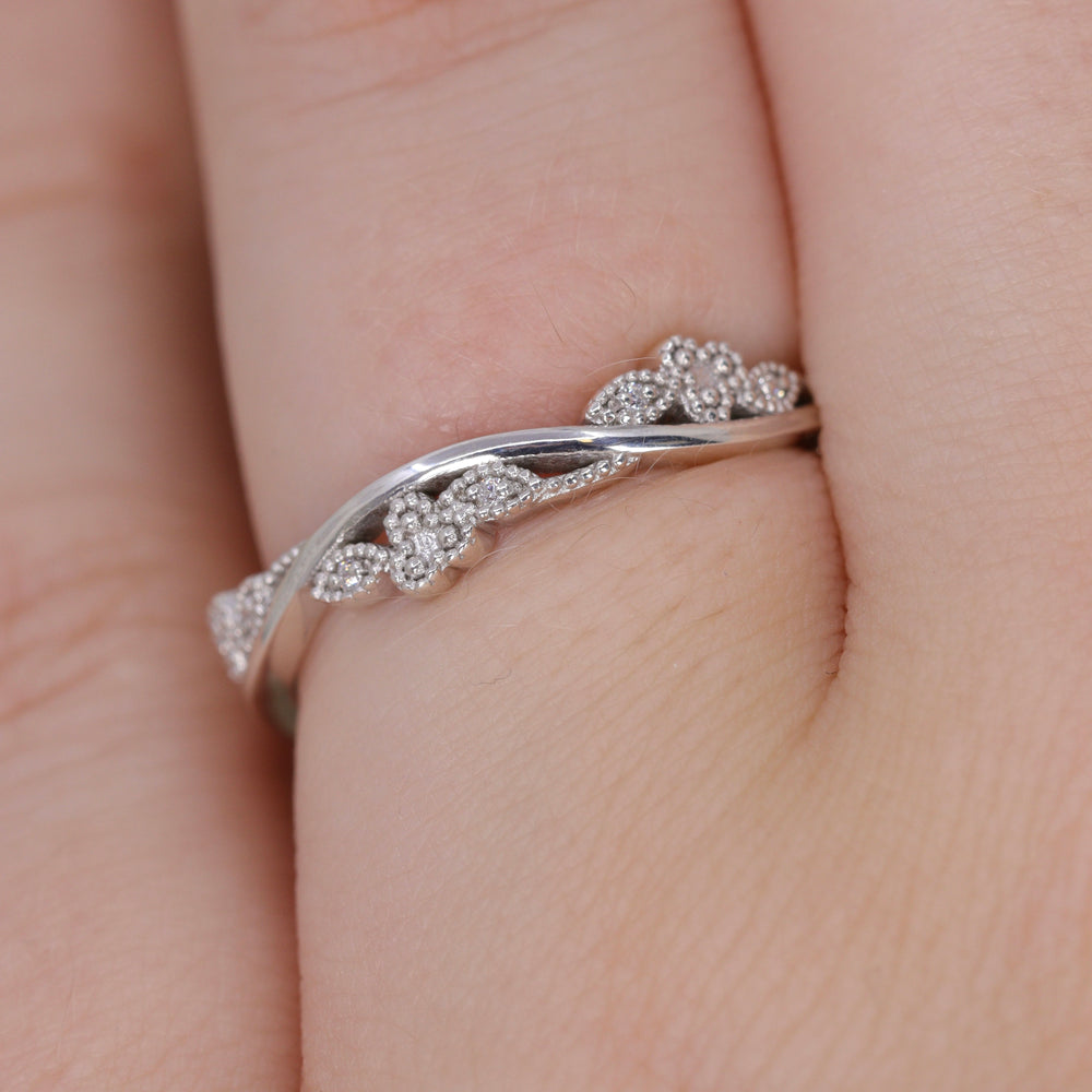 Evie - Floral Lab Grown Diamond Set Vine Half or Full Eternity Wedding Ring - Made-To-Order Wedding Rings - Made-to-Order