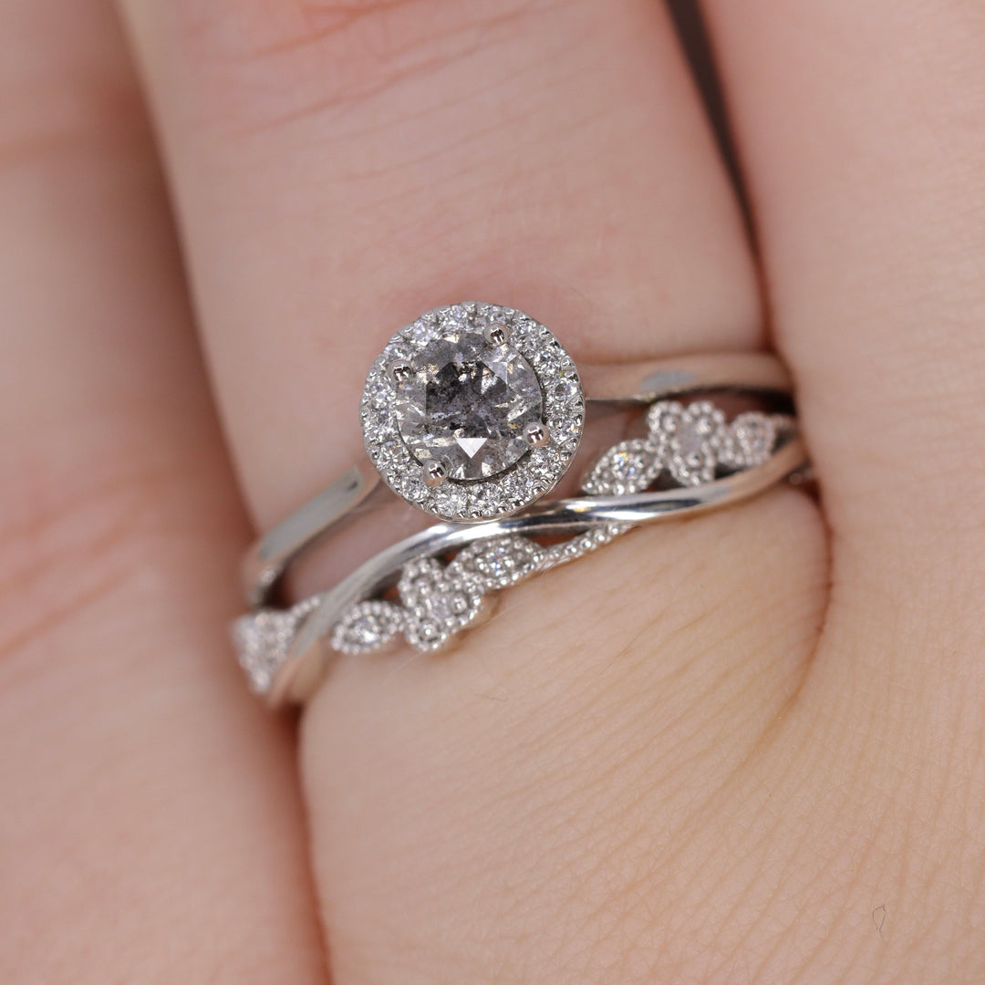 Evie - Floral Lab Grown Diamond Set Vine Half or Full Eternity Wedding Ring - Made-To-Order Wedding Rings - Made-to-Order