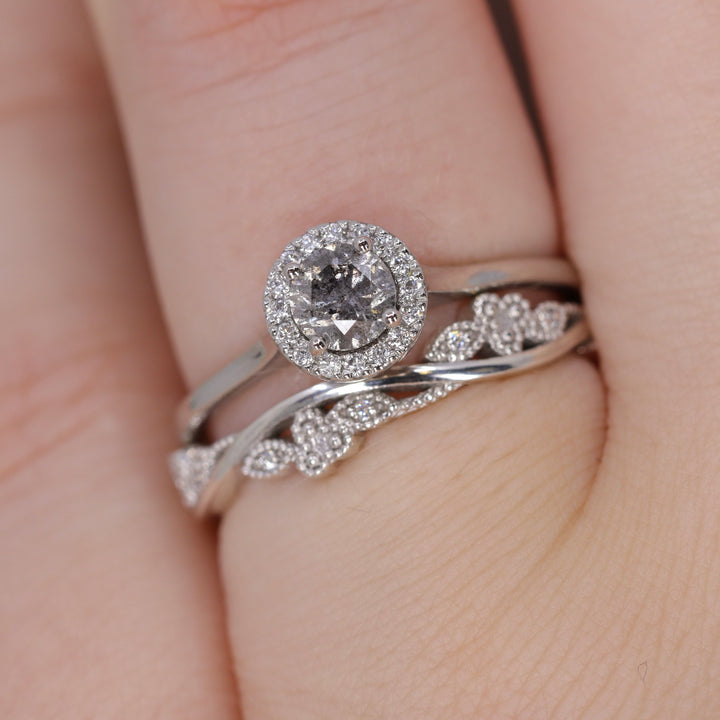 Evie - Floral Lab Grown Diamond Set Vine Half or Full Eternity Wedding Ring - Made-To-Order Wedding Rings - Made-to-Order