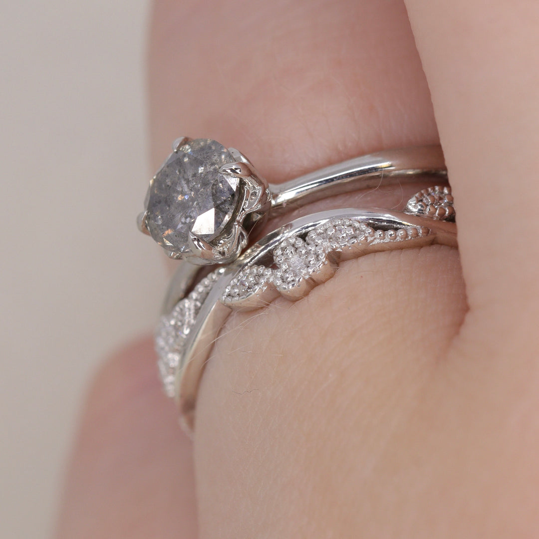 Evie - Floral Lab Grown Diamond Set Vine Half or Full Eternity Wedding Ring - Made-To-Order Wedding Rings - Made-to-Order
