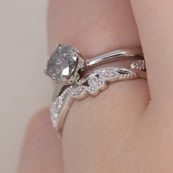 Evie - Floral Lab Grown Diamond Set Vine Half or Full Eternity Wedding Ring - Made-To-Order Wedding Rings - Made-to-Order