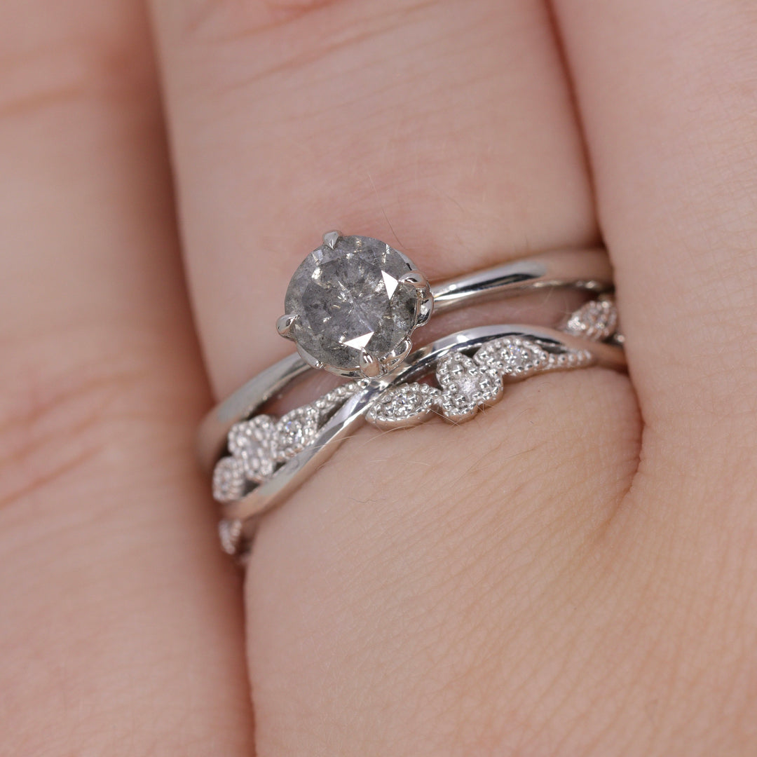 Evie - Floral Lab Grown Diamond Set Vine Half or Full Eternity Wedding Ring - Made-To-Order Wedding Rings - Made-to-Order