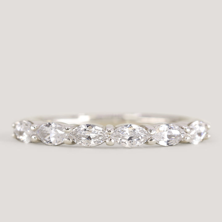 Faye - Marquise Lab Grown Diamond Set Half Eternity Wedding Ring - Made-to-Order Wedding Rings - Made-to-Order