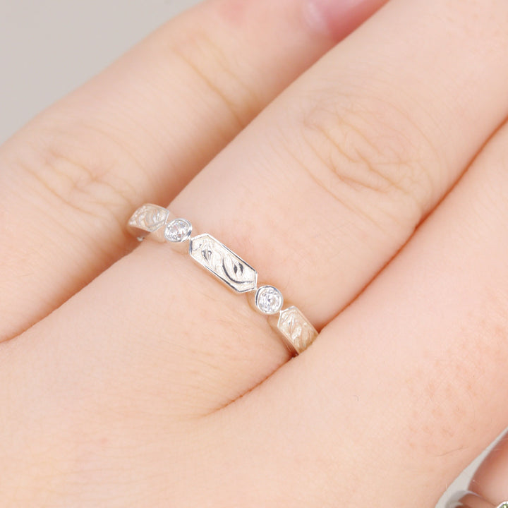 Fern - Floral Motif Diamond Set Vine/Leaf Patterned Wedding Ring - Made-to-Order Wedding Rings - Made-to-Order