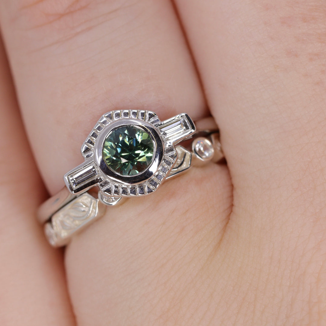 Fern - Floral Motif Diamond Set Vine/Leaf Patterned Wedding Ring - Made-to-Order Wedding Rings - Made-to-Order