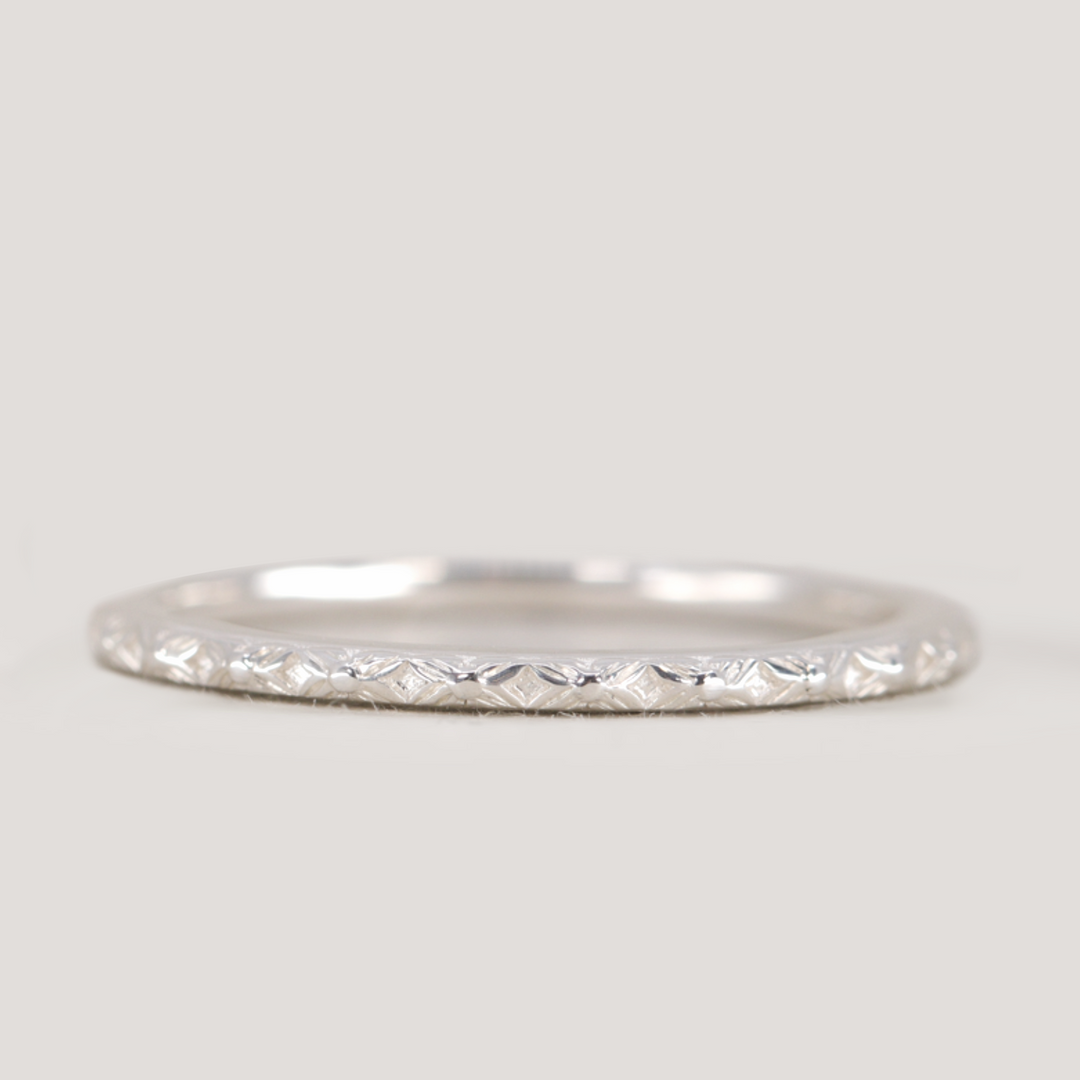 Flora - Floral Pattern Full or Half Eternity Straight Wedding Ring - Made-to-Order Wedding Rings - Made-to-Order