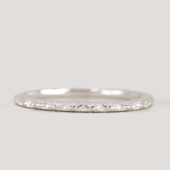 Flora - Floral Pattern Full or Half Eternity Straight Wedding Ring - Made-to-Order Wedding Rings - Made-to-Order