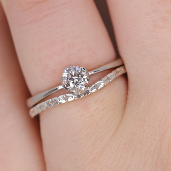 Flora - Floral Pattern Wave Shaped Wedding Ring - Made-to-Order Wedding Rings - Made-to-Order