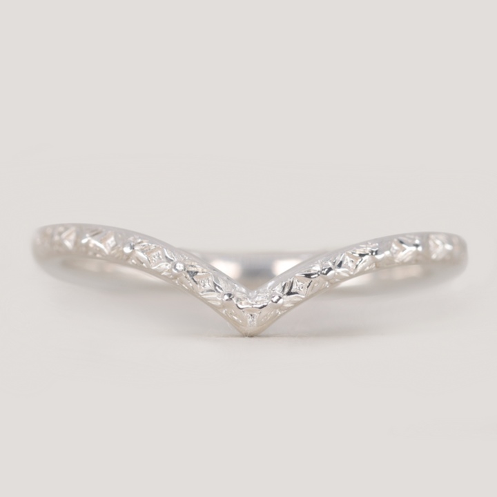 Flora - Floral Pattern Wishbone Wedding Ring - Made-to-Order Wedding Rings - Made-to-Order