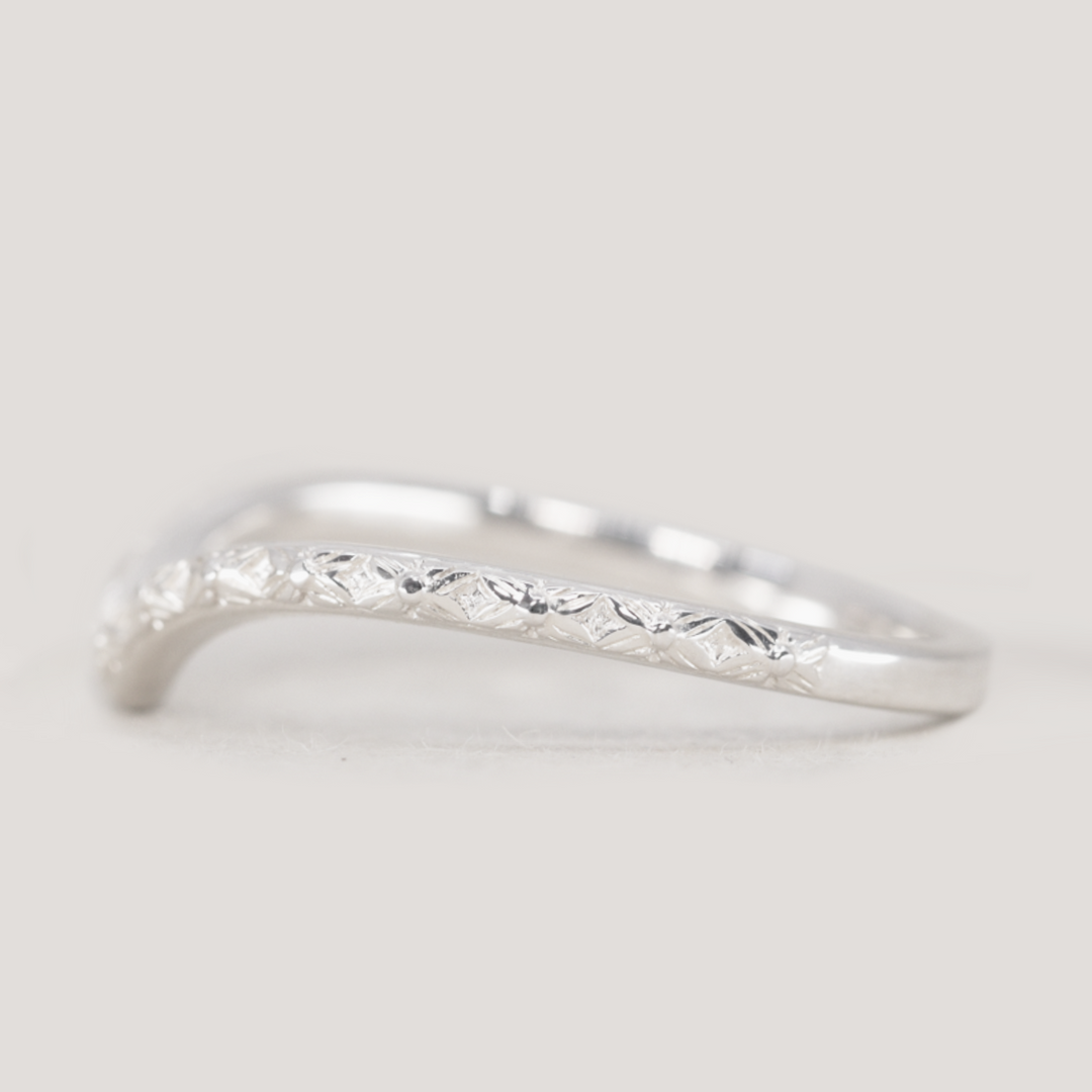 Flora - Floral Pattern Wishbone Wedding Ring - Made-to-Order Wedding Rings - Made-to-Order